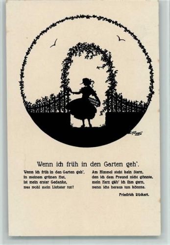 Verlag Oppel Serie 1232-3 - Gedicht "Wenn ich früh in den Garten gehe AK Gute Erhaltung