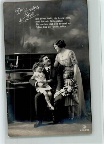 Fotoverlag Serie 6505-06 - Das Paradies der Welt , Familie am Klavier - gute Erhaltung AK