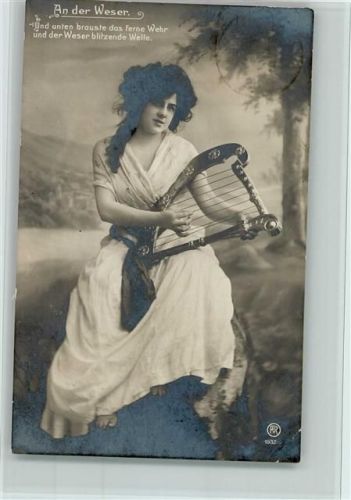 Rotophot 1932 - Frau mit einer Leier AK An der Weser Serie