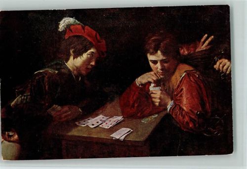 Der Falschspieler von Caravaggio , gute Erhaltung AK