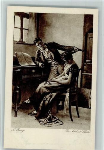 sign Zewy - Das höchste Glück - Musiklehrer unf Frau am Spinett, gute Erhaltung AK