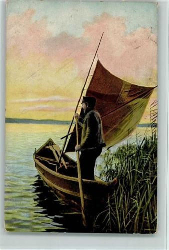 1908 Segelboot im Schilf, gute Erhaltung AK