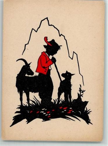 Hirte mit Ziege und Lamm AK