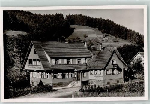 72270 W7292 Obertal , Kr Freudenstadt Gebrauchsspuren Gasthaus-Pension zum Schwanen Ort handschriftlich