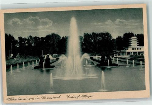 Liegnitz Legnica 1927 Foto AK Wasserkunst an der Roseninsel Deutsche Gartenbau- und Schlesische Gewerbeausstellung Off. Karte 68