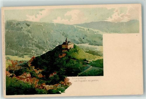 07427 O6825 Schwarzburg Gebrauchsspuren Lithographie Schloss Schwarzburg