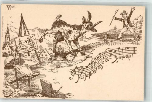 1899 Staffelei Noten Humor sign. Reiss, Fritz