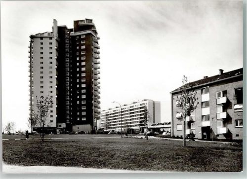 70173 W7000 Fasanenhof Foto AK Nachkriegsneubausiedlung Hochhaus