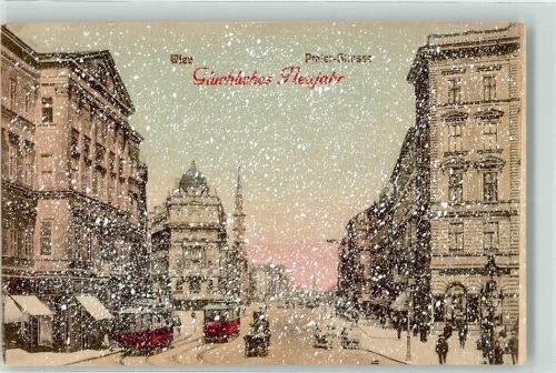 1020 Wien 2. Bezirk, Leopoldstadt - Praterstraße bei Schneegestöber Straßenbahn