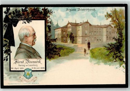 1898 Schloss Friedrichsruh Trauerkarte Rückseite : Bismarck Mausoleum