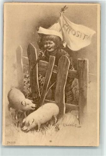 Neujahr Kind Schweine BSW Nr. 566