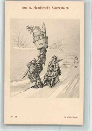Nr. 24 Skizzenbuch - Schlittenfahrt - sehr gute Erhaltung