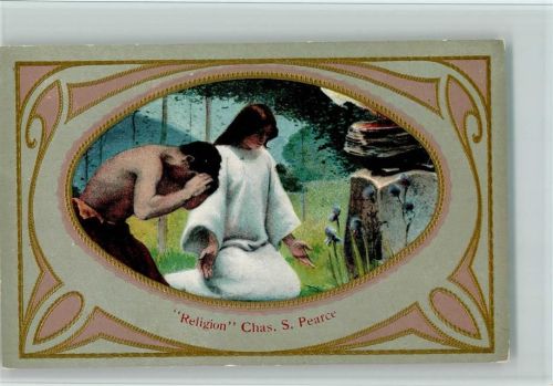 Religion Chas. S. Pearce , gute Erhaltung Jugendstil Prägedruck