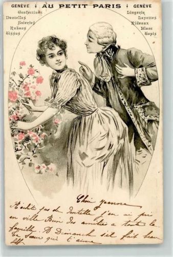 Genève 1904 Au Petit Paris Confection Dentelles Tissus AK