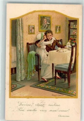 1925 Poesie / Liebe Liebespaar Küsse Verlag Rökl Nr. 1406 Text: in Französisch