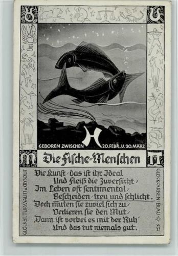 Die Fische Menschen, AK Sternzeichen 1938