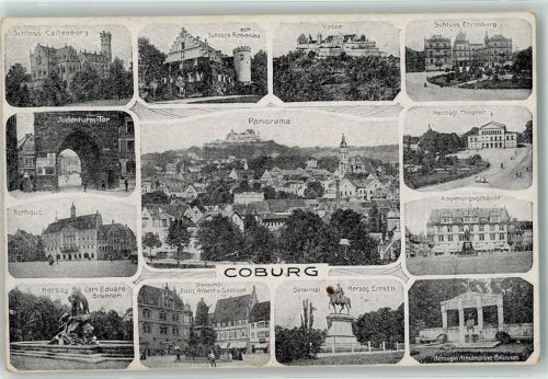 Coburg Regierungsgebäude Carl Eduard-Brunnen Rathaus Juden-Tor Schloß Rosenau