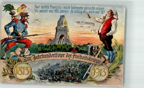 Leipzig Erinnereung Jahrhundertfeier der Freiheitskriege 1813-1913 Franzmann und deutscher Miche