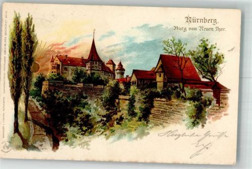 W8500 Nürnberg Sonnenschein Postkarte Serie VII Burg vom Neuen Tor Winkler & Schorn 1899