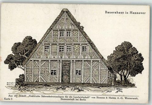 Aus Hannover sign. Knab, A. Karte 3 aus der Schrift elektr. Schwachstromanlagen für die Landwirtschaft von Siemens