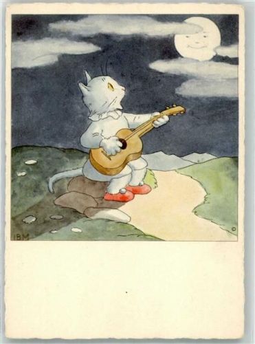 Katze Gitarre Mondschein Verlag Josef Müller Nr. 5105