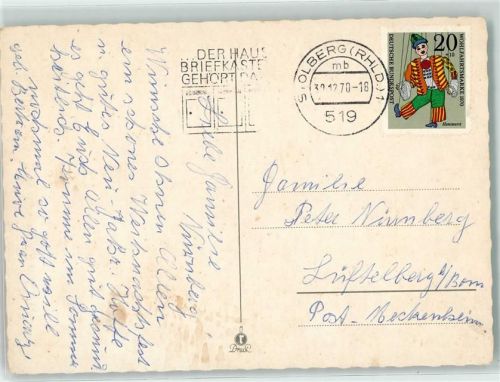 Stolberg Einzel-Frankatur Weihnachten Neujahr Glückwünsche Kerzen Christrosen Ort lt. Stempel