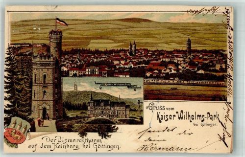 Göttingen 1899 Lithographie Bismarckturm a.d. Hainberg Kaiser Wilhelms Park