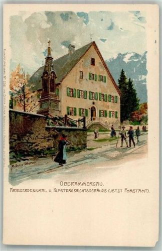 W8103 Oberammergau Kriegerdenkmal Klostergerichtsgebäude Zieher, Ottmar Nr. 2381 Diemer, Z. Gebrauchsspuren