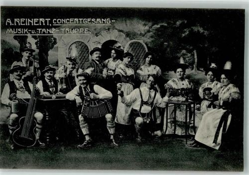 A. Reinert Musik- und Tanztruppe Zither Kontragitarre Trachten Lichtdruck Alfred Schwab 7163