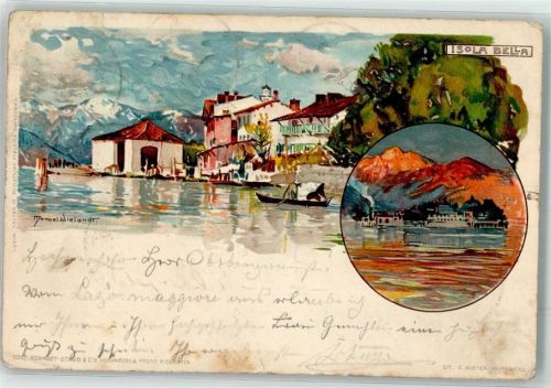 28050 Isola Bella 1901 Gebrauchsspuren Künstlerkarte sign. Manuel Wielandt