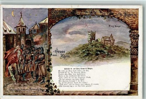 Heinrich IV auf Burg Klopp - Ritter - schöne AK Zeichner Weworka 1902 AK