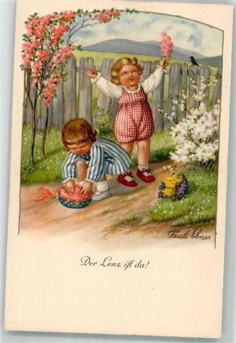Der Lenz ist da , Kinder pflücken Blüten August Rökl Nr. 2749