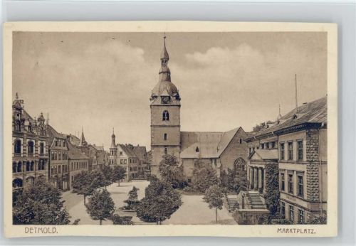 Detmold Marktplatz Donop-Brunnen Rathaus ref. Kirche, ex Sammlung Busse