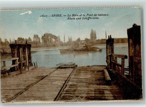 Speyer Rhein und Schiffbrücke Le Rhin et le pont de bateaux