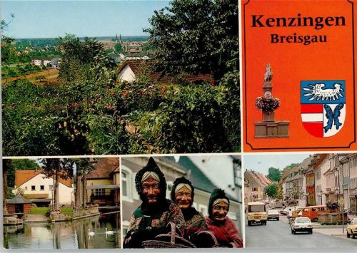 Kenzingen Gesamtansicht Narren Ortsansichten Brunnen Wappen 4-Bildaufnahme