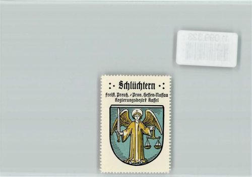 Schlüchtern Engel mit Schwert und Waage Vignette Wappen Kaffee Hag ca 1920-1940