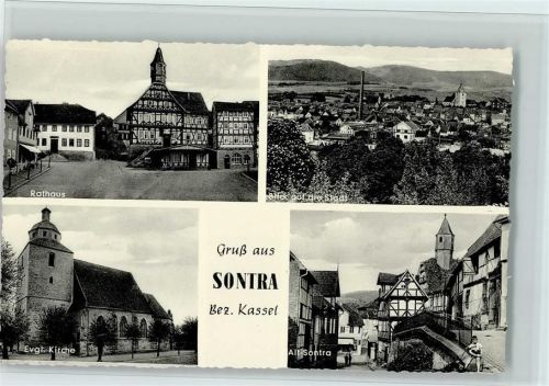 Sontra Rathaus Blick auf die Stadt Evangel. Kirche Alt-Sontra 4-Bildaufnahme