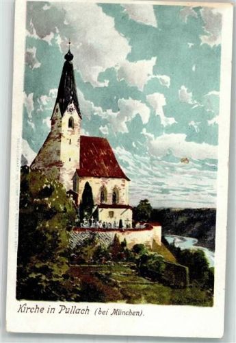 Pullach 1900 Kirche Heliocolorkarte Zieher, Ottmar