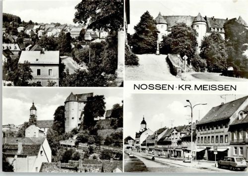 Nossen Ortsansichten Schloss Geschäft Buchhandlung-Buchbinderei 4-Bildaufnahme
