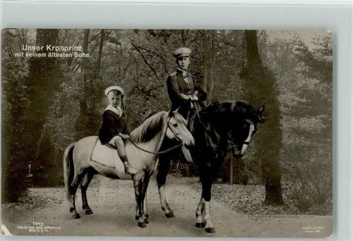 Kronprinz mit seinem ältesten Sohn auf einem Pony , Nr. 1945 Liersch