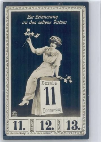 1913 Serie - Seltenes Datum 11.12.12 Frau mit Blumen - Foto AK