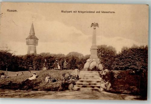 Husum 1924 Stadtpark Kriegerdenkmal Wasserturm