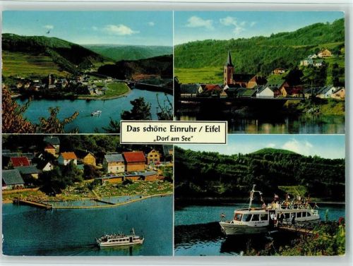 Einruhr Ortsansichten FLuss Kirche Fähre Schwimmbad