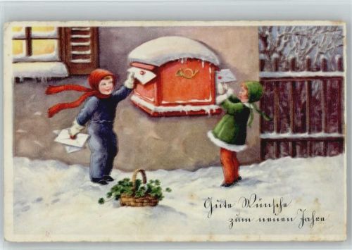 Neujahr - Kinder mit Briefe - 1947 AK