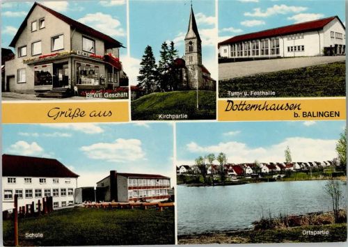 Dotternhausen Rewe-Geschäft Kirche Turn- und Festhalle Schule Ortsansicht Mehrfachaufnahme