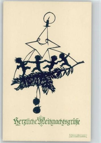Plischke Karte Nr. 44 b - Engel tanzen auf einem Tannenzweig - Weihnachten