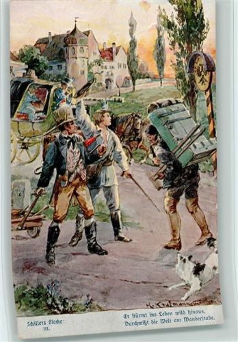 Die Glocke von Schiller III - T.S.N. Serie 643 Nr. 3 AK sign Hans Kaufmann - Grenze