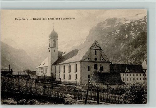 Engelberg Kirche mit Titlis und Spannörter Kirche