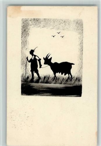 Bauer mit seiner Ziege - Silhouette 1935 AK