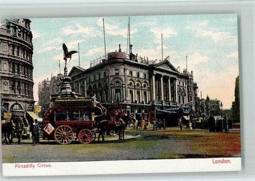 Picadilly Circus - Pferde-Omnibus AK